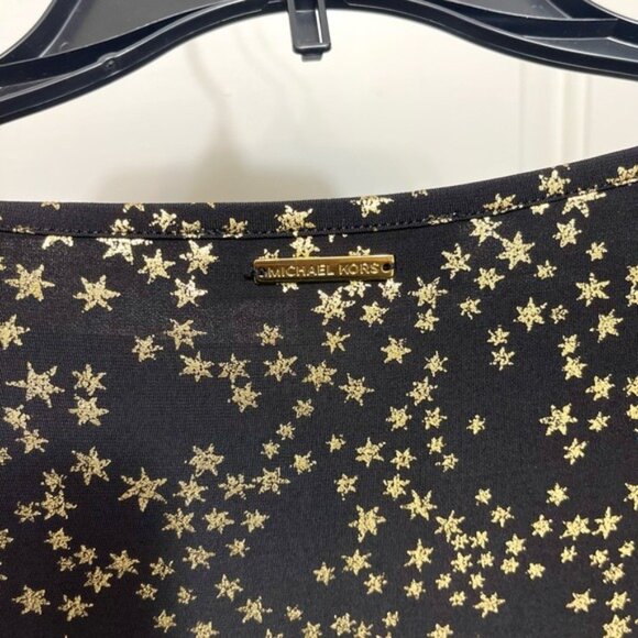 Michael Kors Black & Gold Metallic Stars Print Dress Size S - Picture 10 of 11